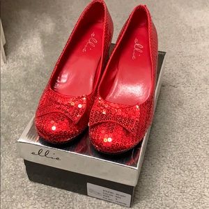 Red ruby sequin heels